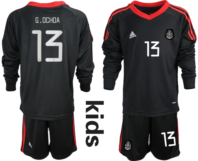 Youth 2020-2021 Season National team Mexico goalkeeper Long sleeve black #13 Soccer Jersey1